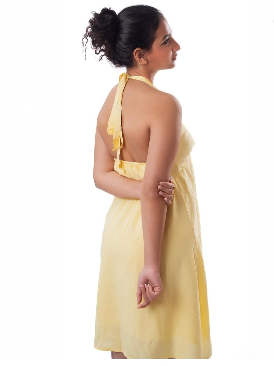 Dress Yellow Backless