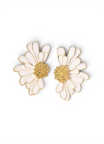 White flower stud earrings EM4 - the booth