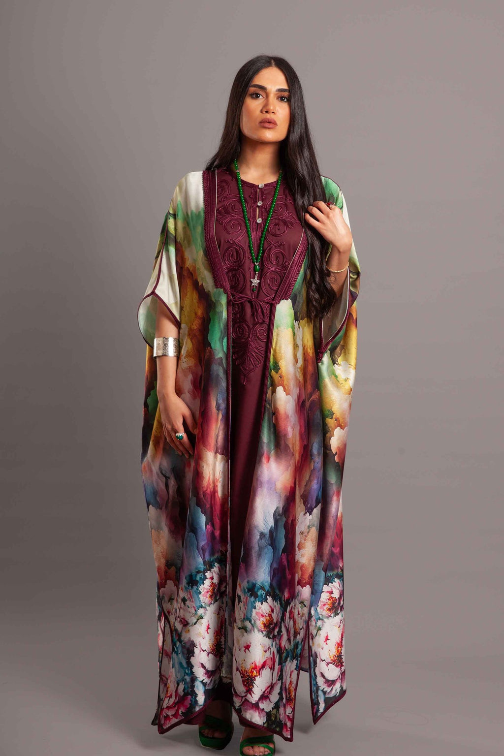 Silk summer long kaftan