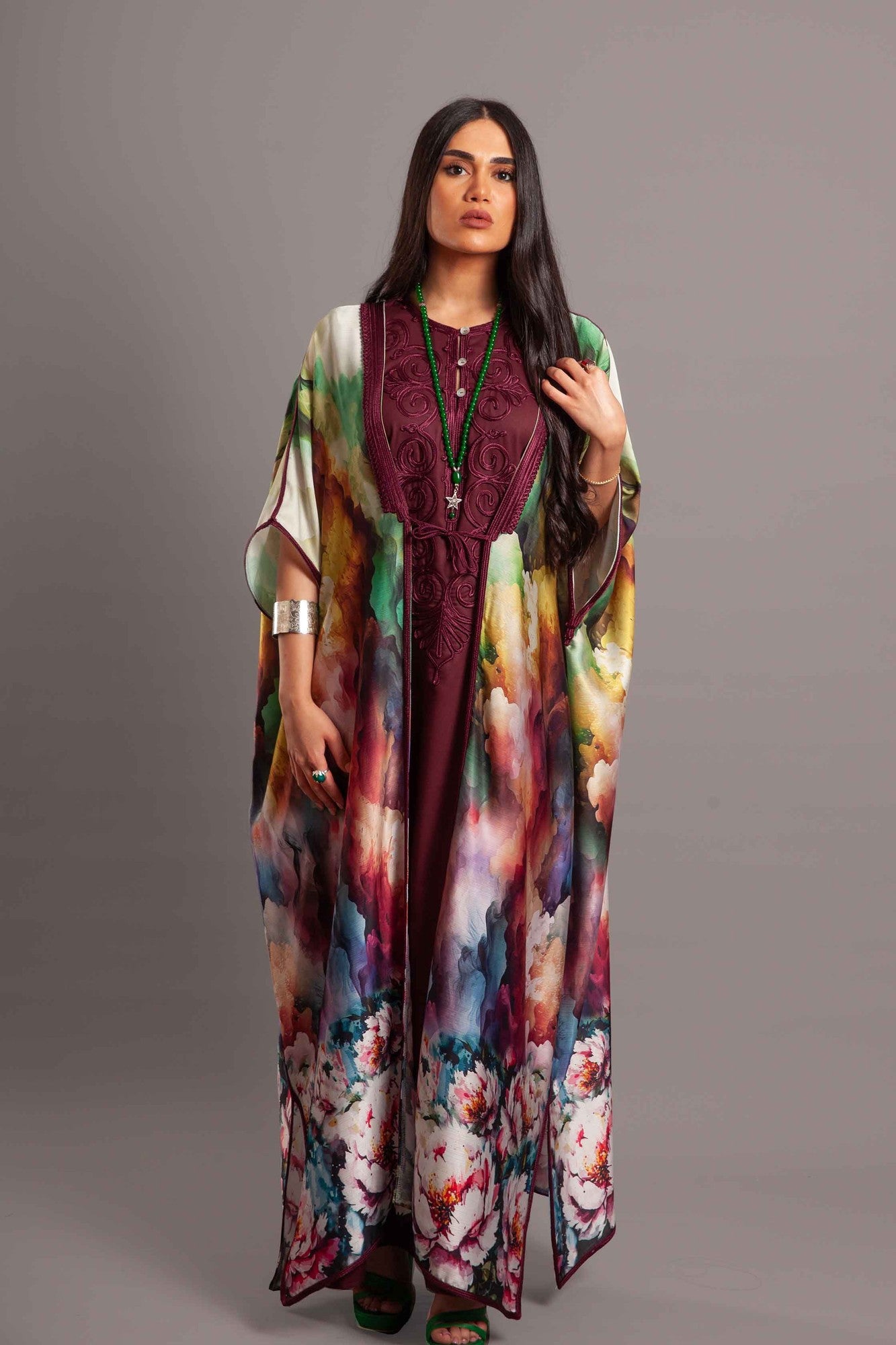 Silk summer long kaftan