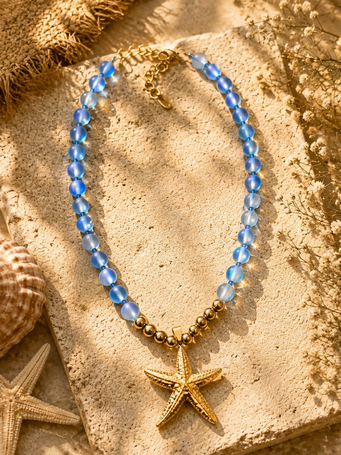 Blue starfish necklace