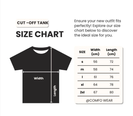 Black Oversized Cut-Off Size Chart