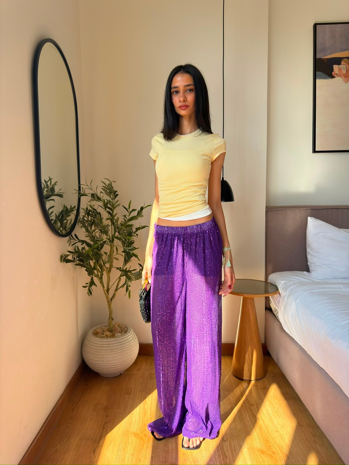 Sequin Pants in purple