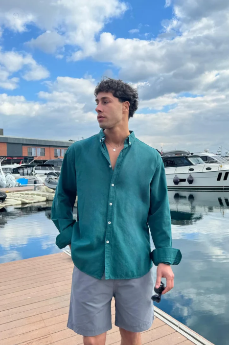 Dark Green Linen Shirt