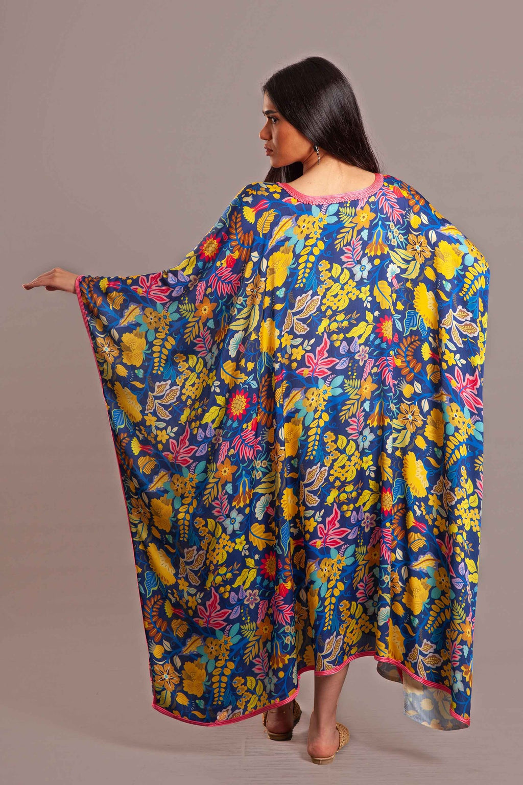 Blue silk long cover up - poncho