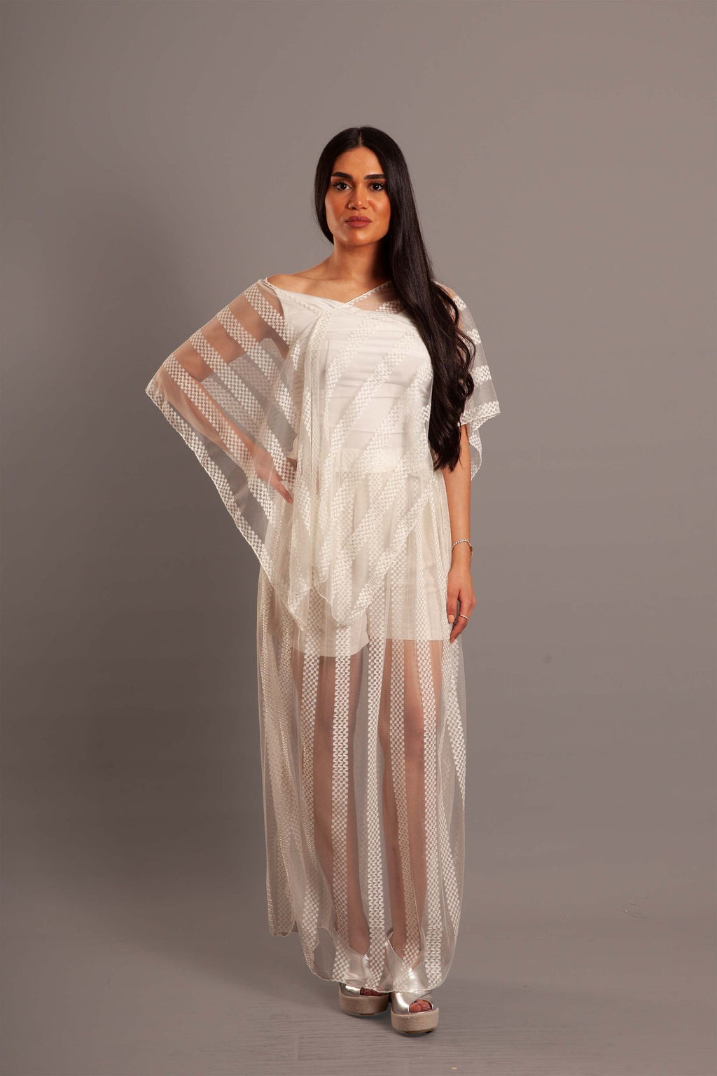 White tulle poncho (cover up)