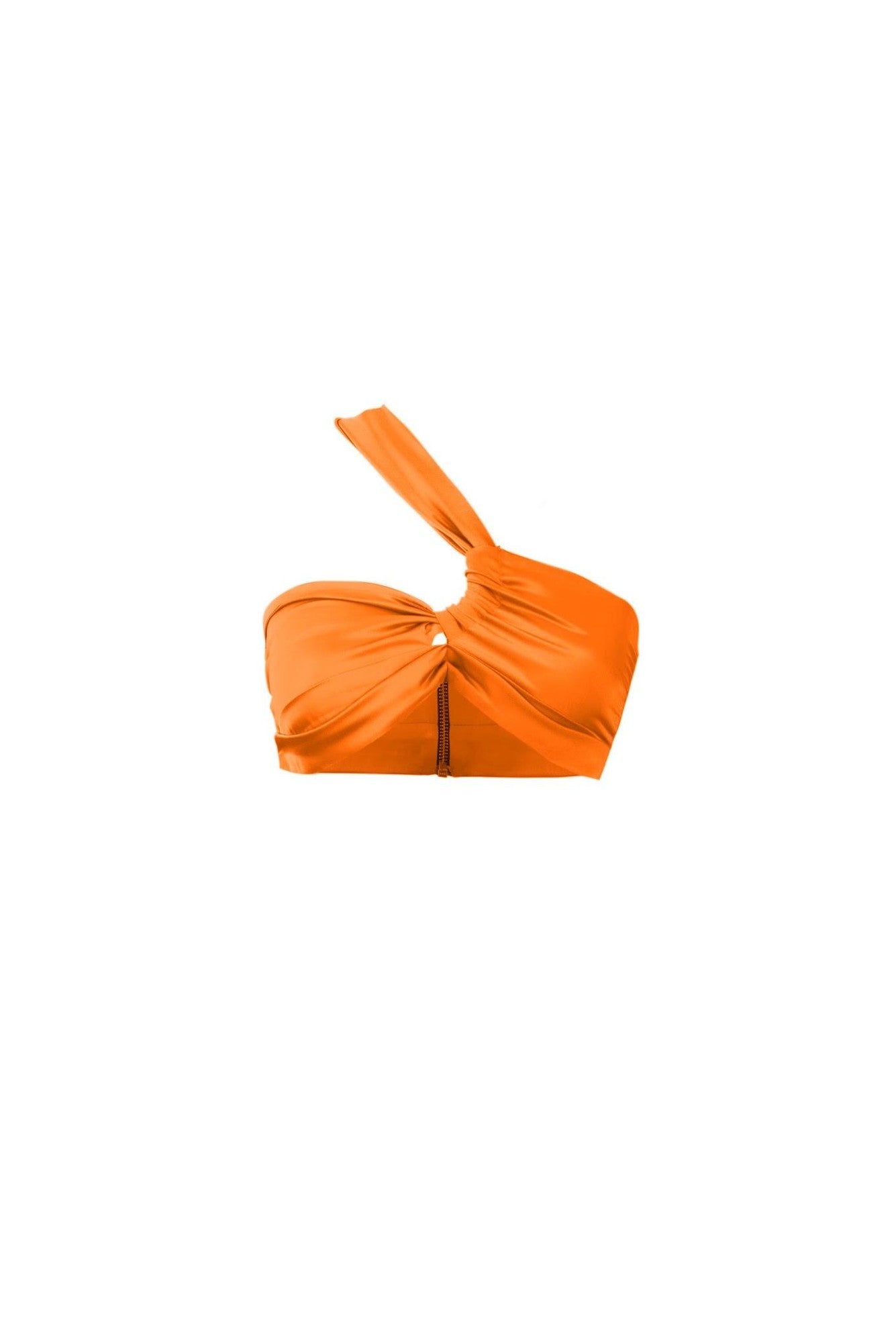 Cross Shoulder Silk Crop Top - Orange