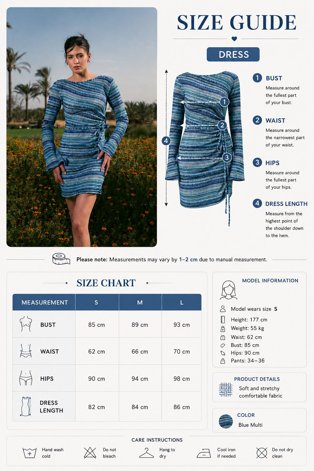 blue Dress Size Chart