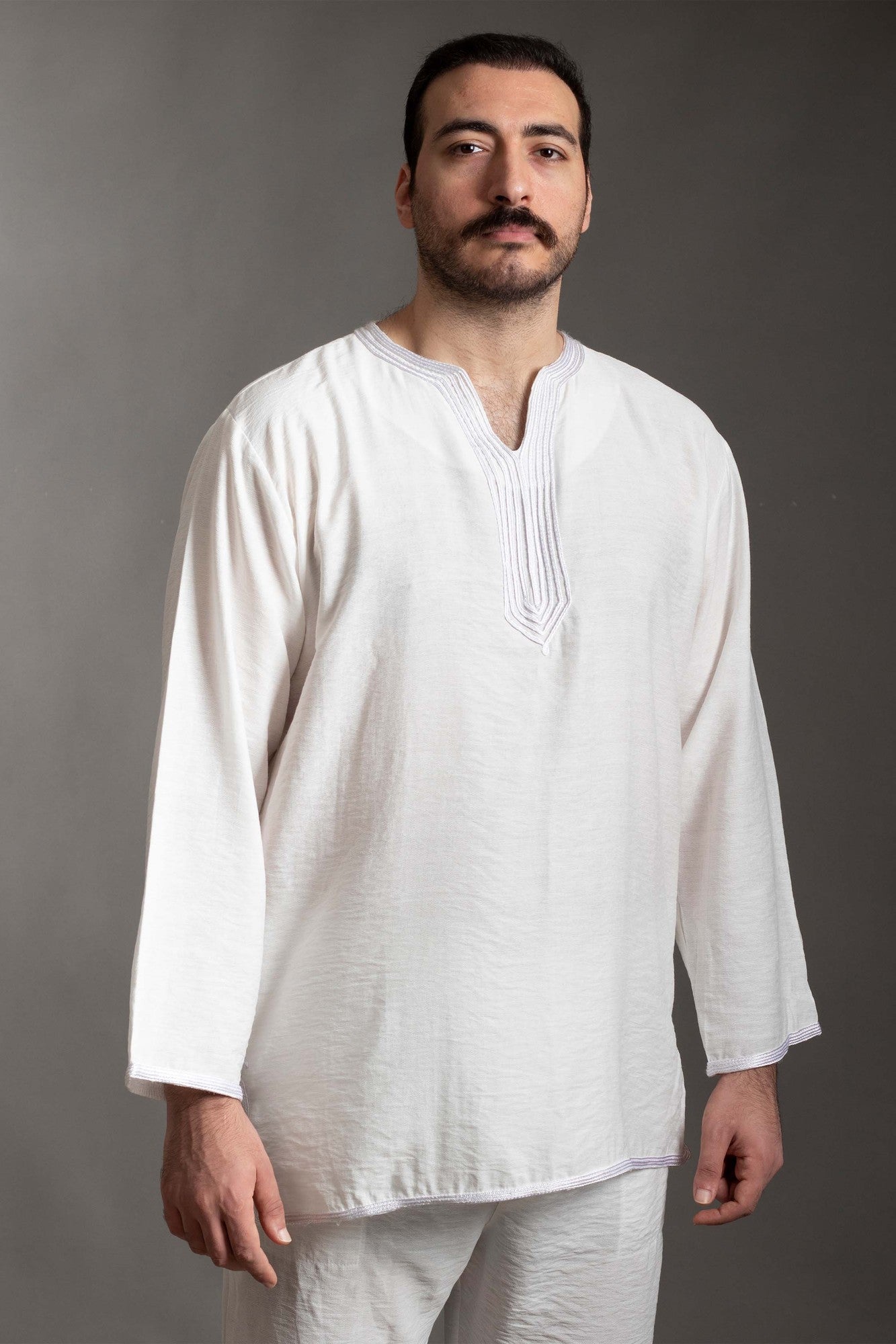 White embroidered linen shirt