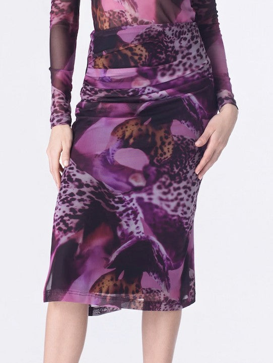 Orchid Leopard Mesh Skirt