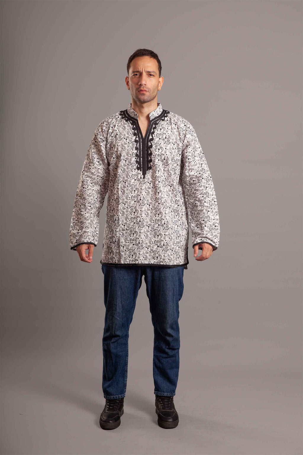 White cotton embroidered shirt