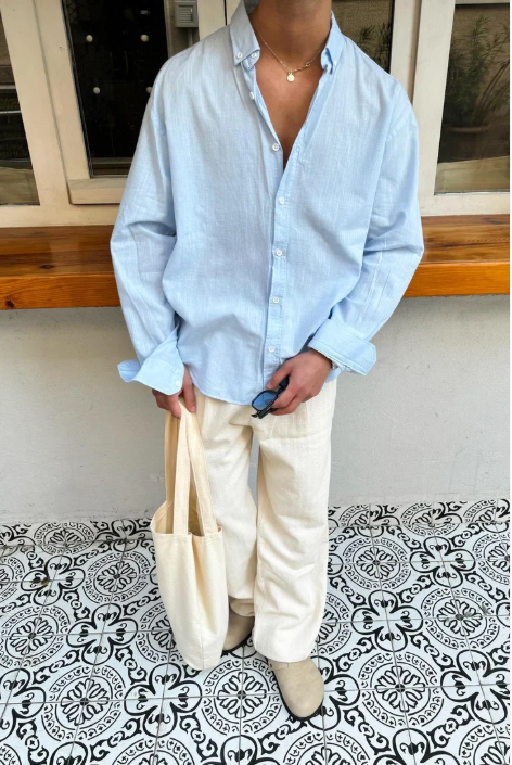 Sky Blue Linen Shirt