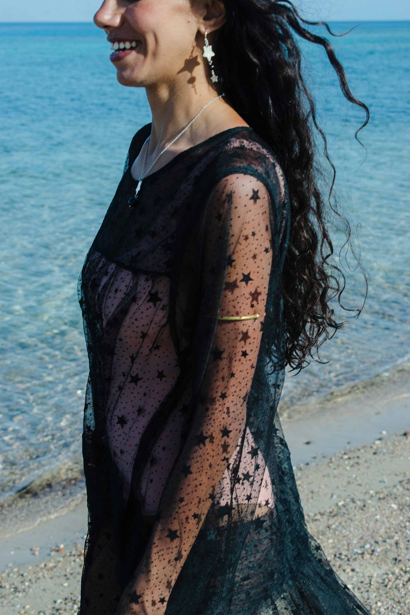 Stars tulle black gergar beach dress