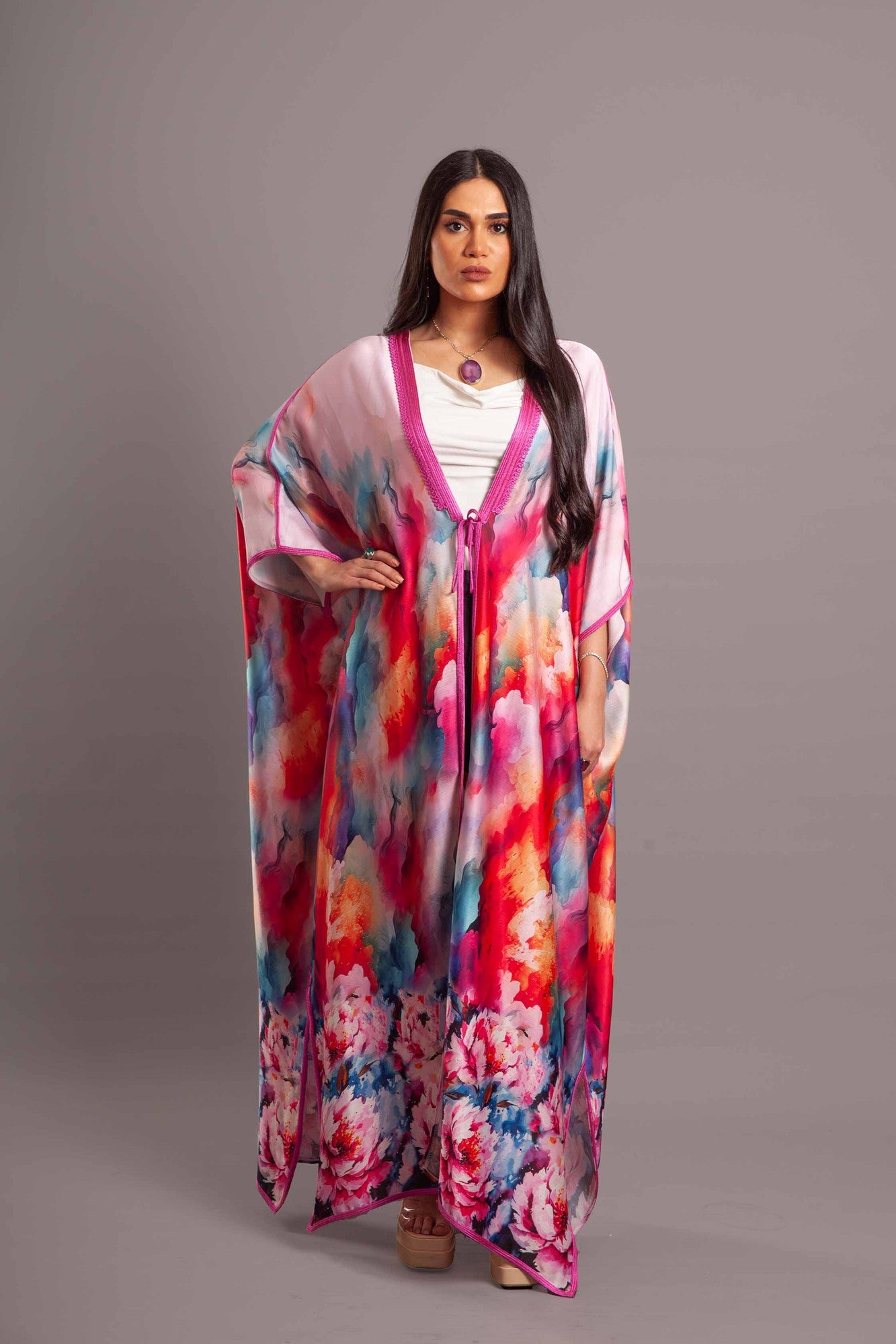 Silk summer long kaftan