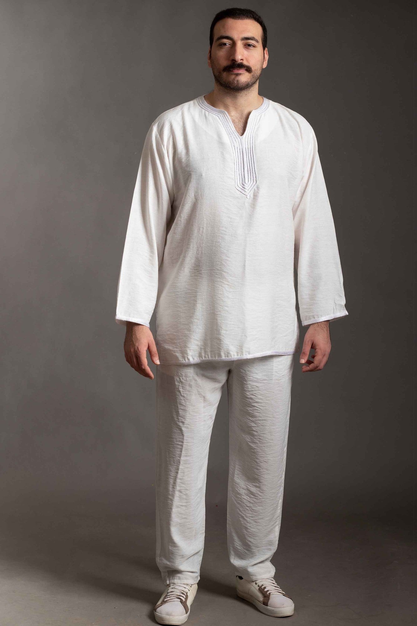 White embroidered linen shirt