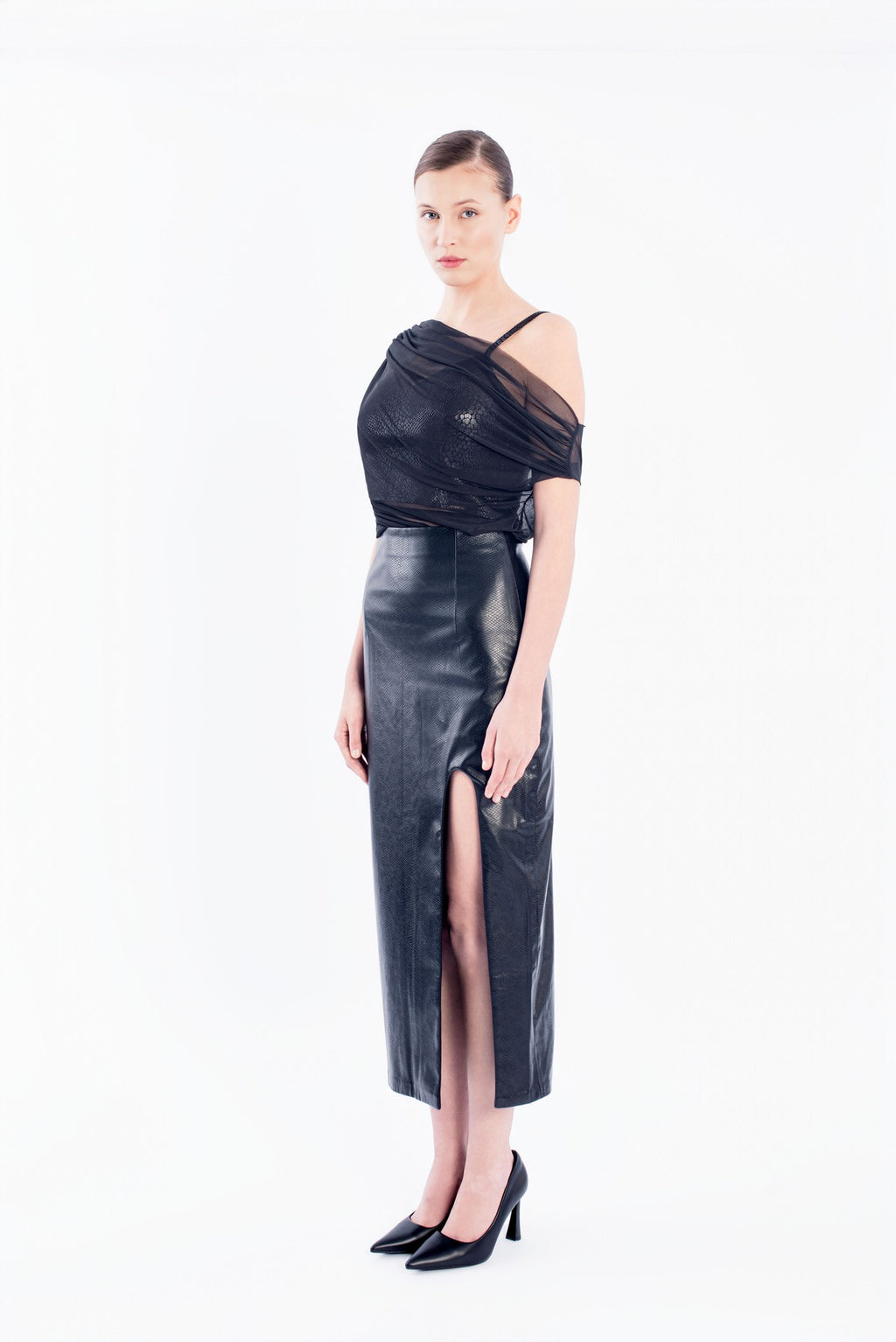 Asymmetric Sheer Mesh Top