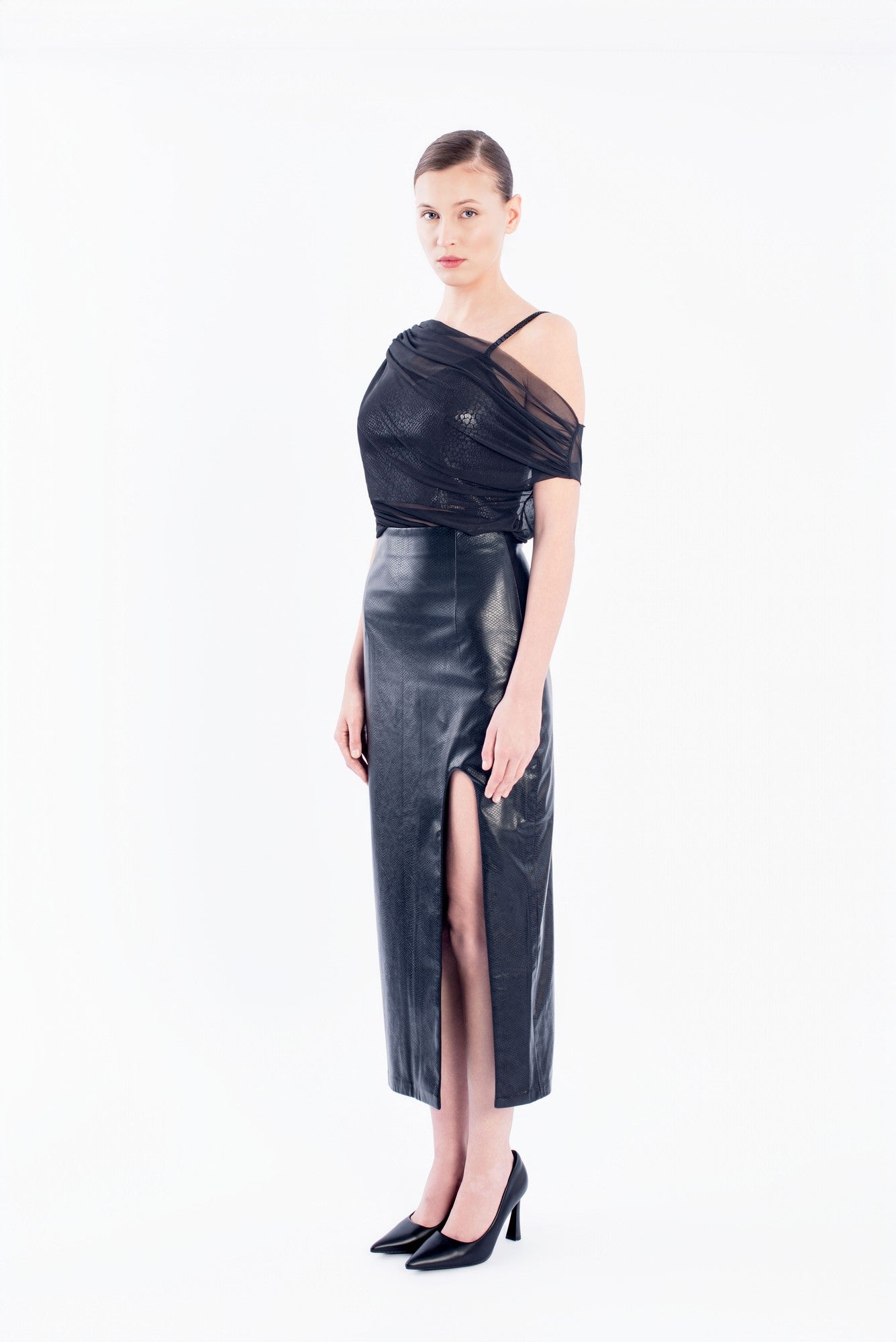 Asymmetric Sheer Mesh Top