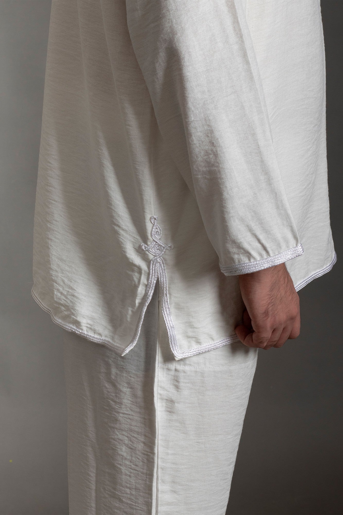 White embroidered linen shirt