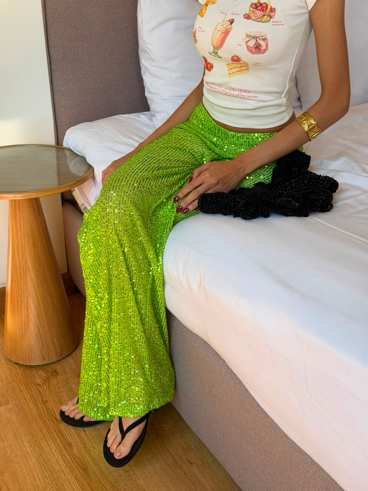 Sequin Pants in Lime green