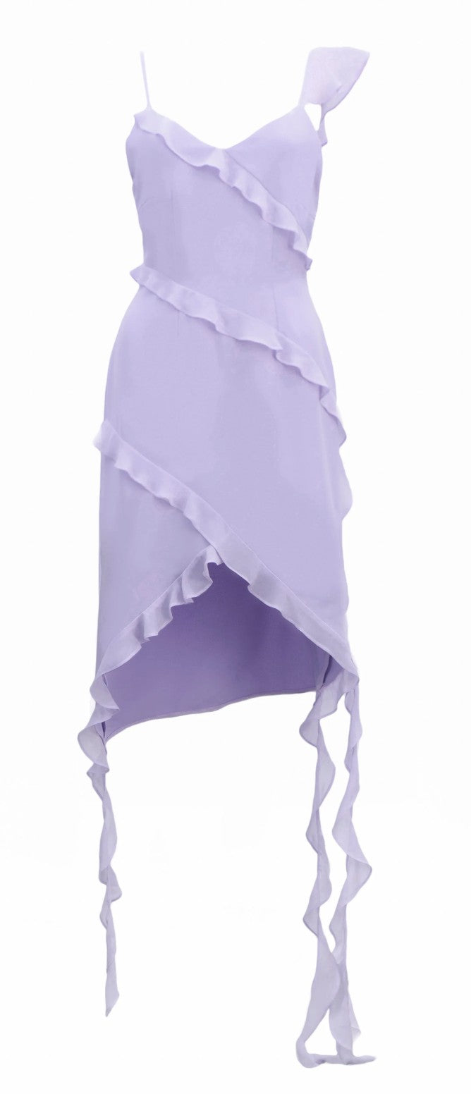 Ruffle Chiffon Dress - Lavender