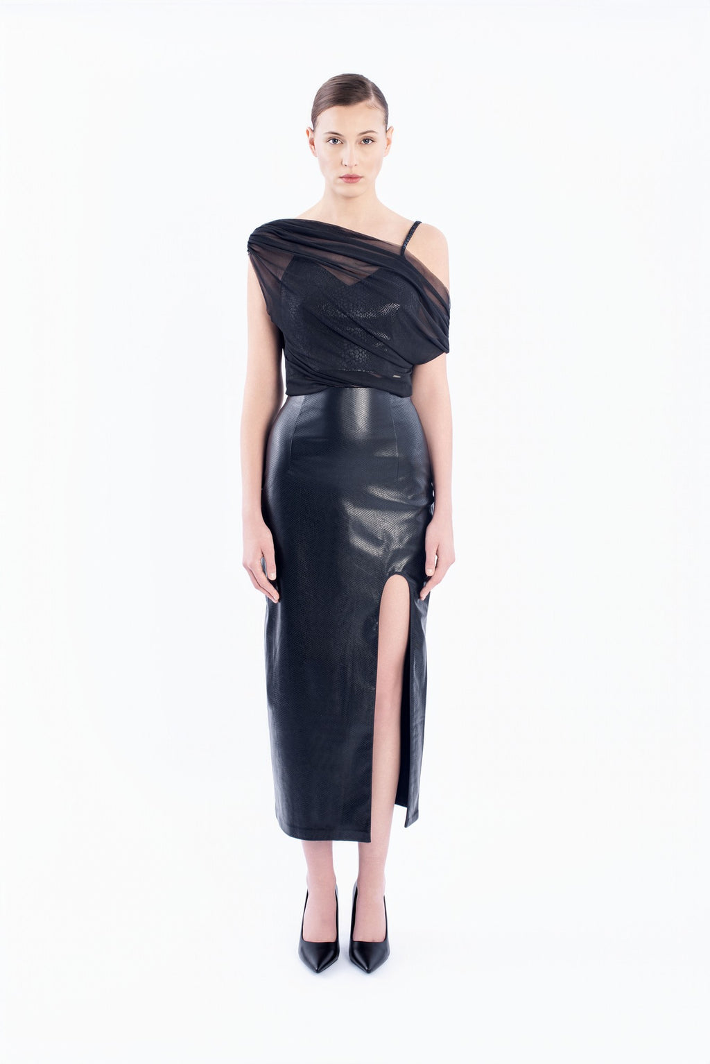 Asymmetric Sheer Mesh Top