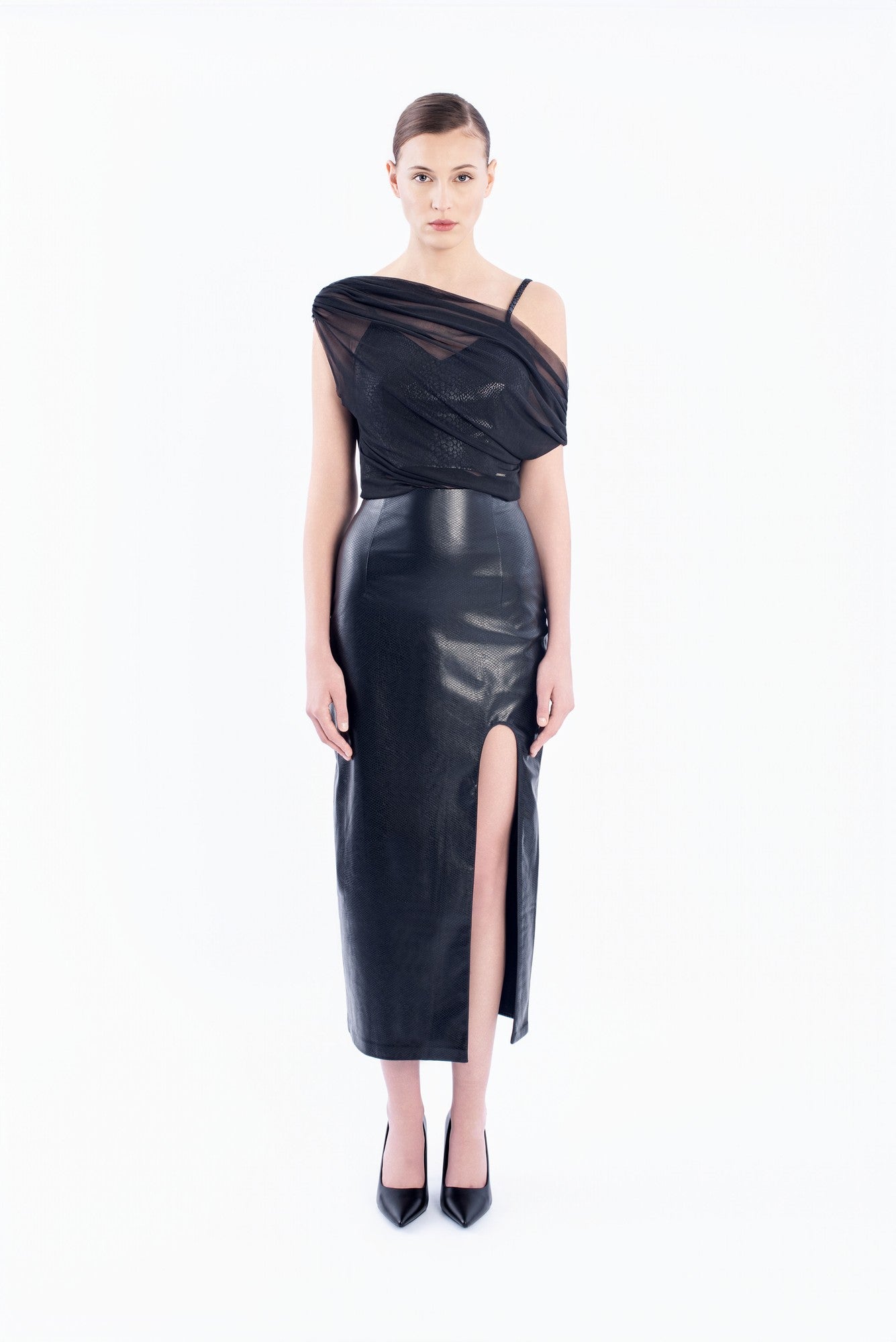Asymmetric Sheer Mesh Top
