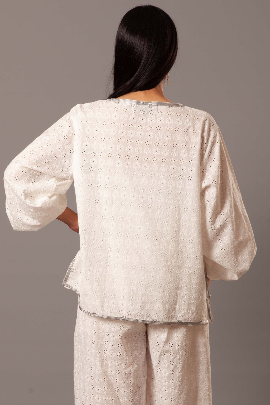 White embroidered cotton blouse
