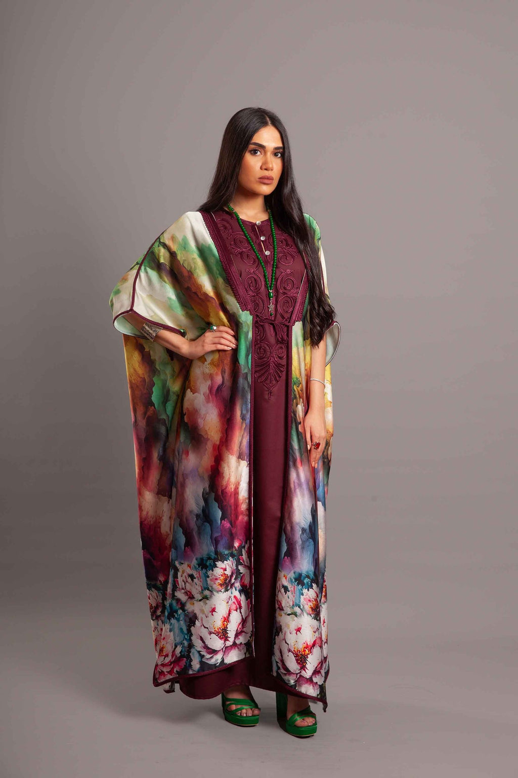 Silk summer long kaftan