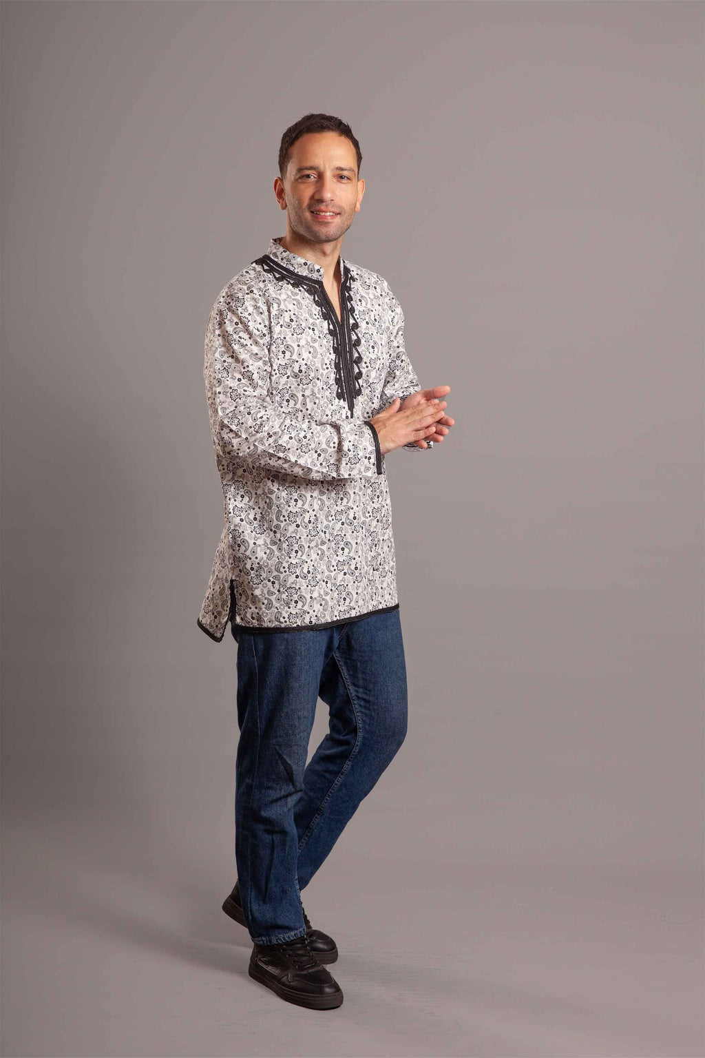 White cotton embroidered shirt