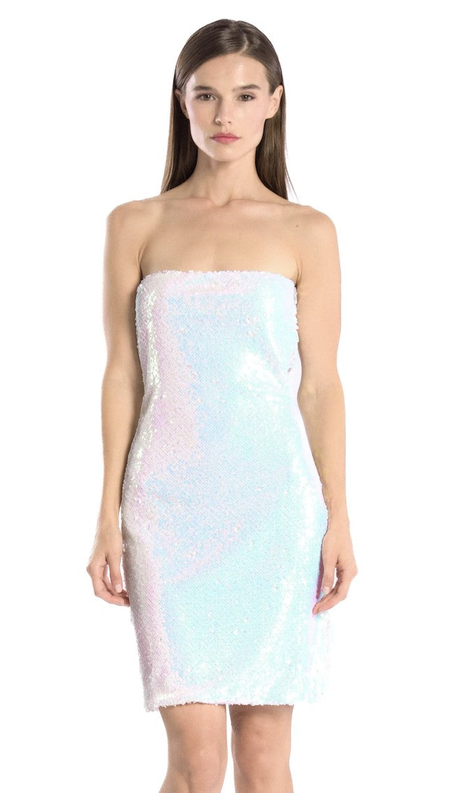 Iridescent Sequin Mermaid Dress - White