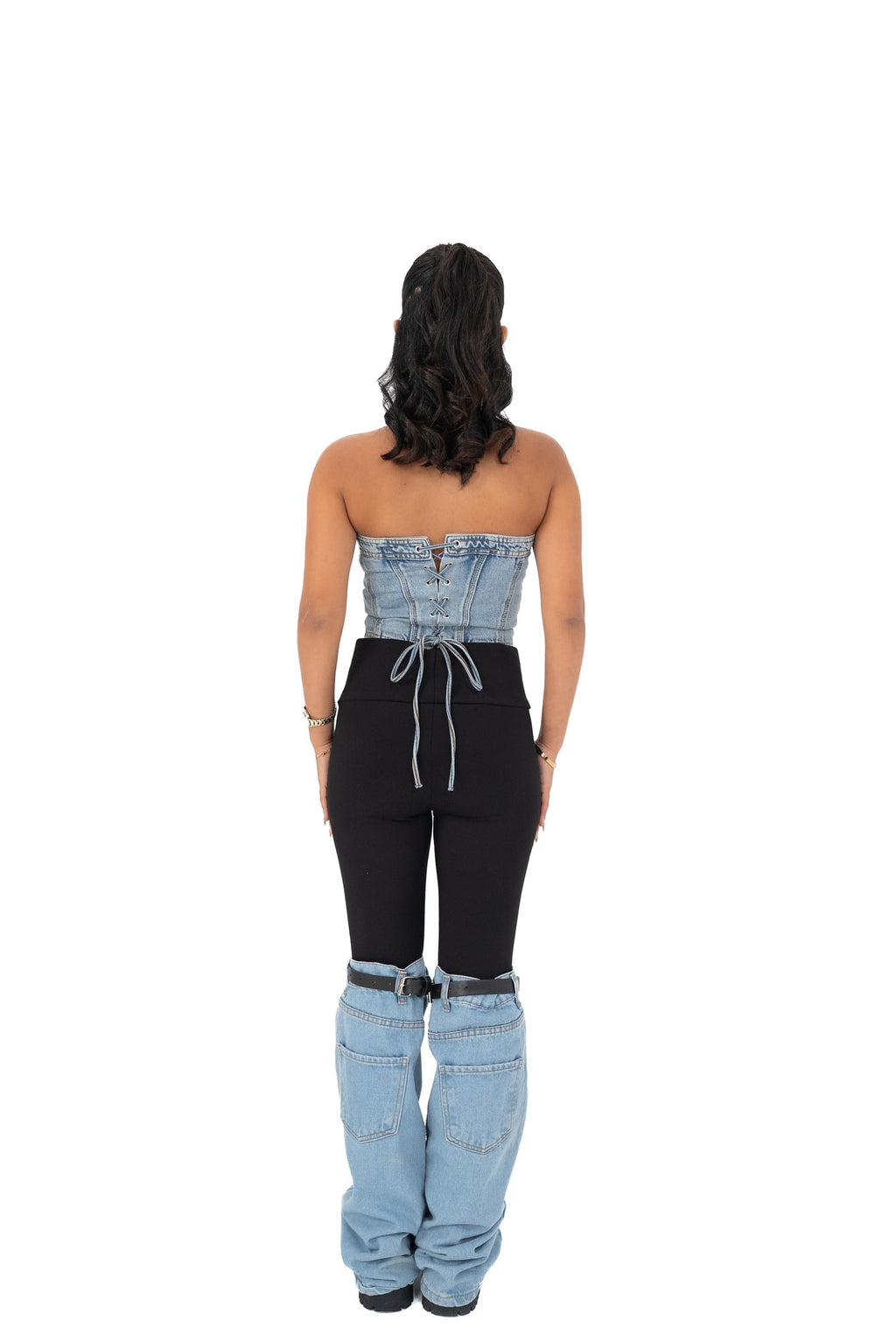 denim lace corset