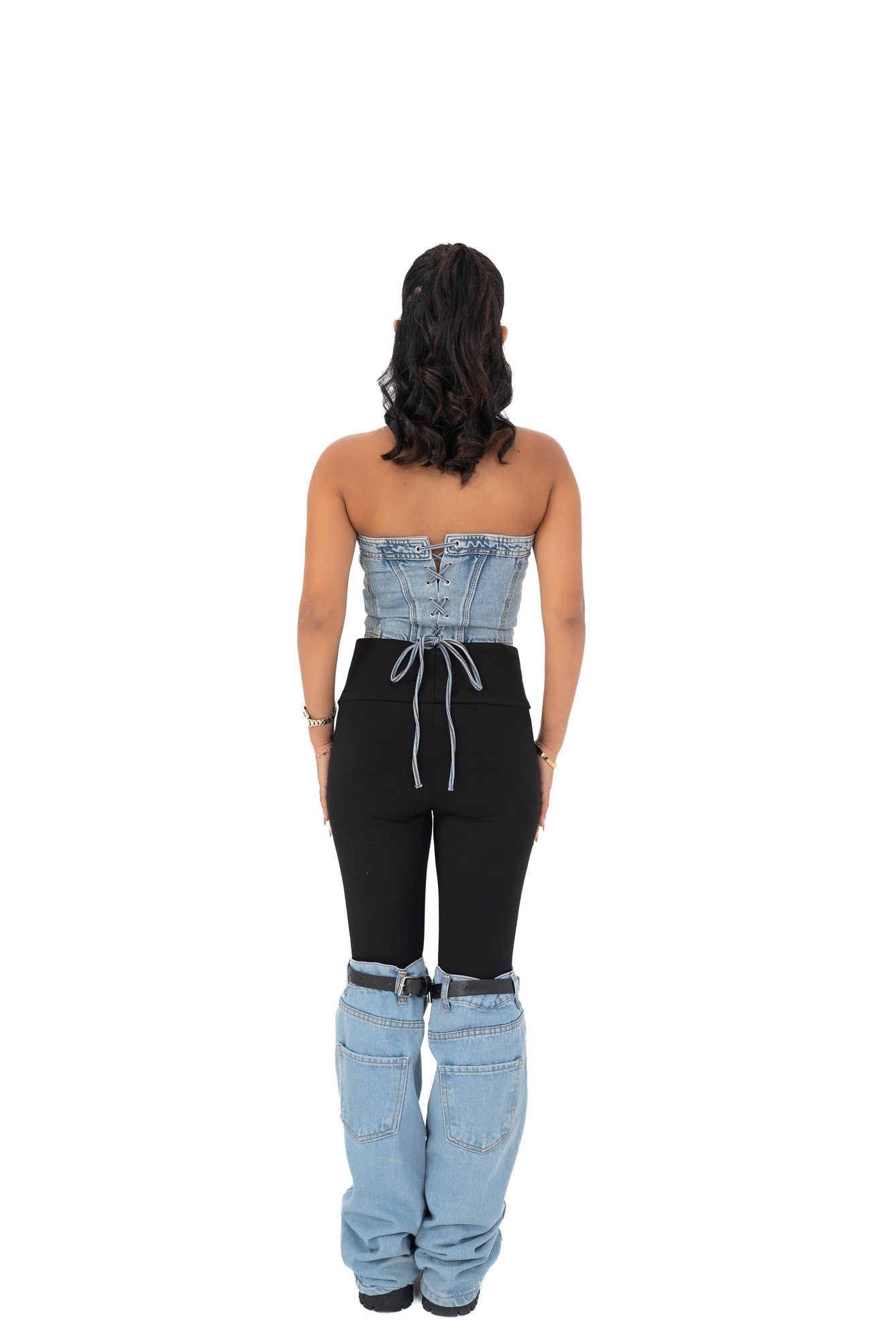denim lace corset