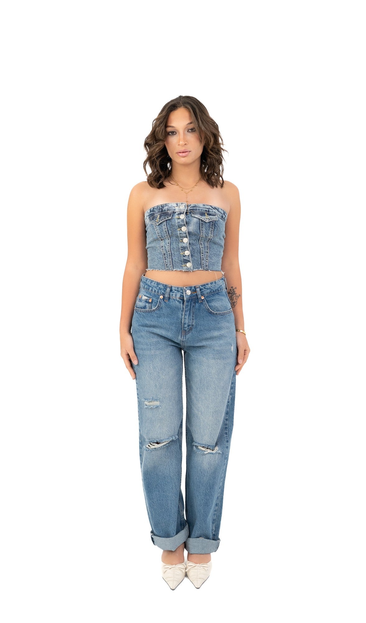 button up denim