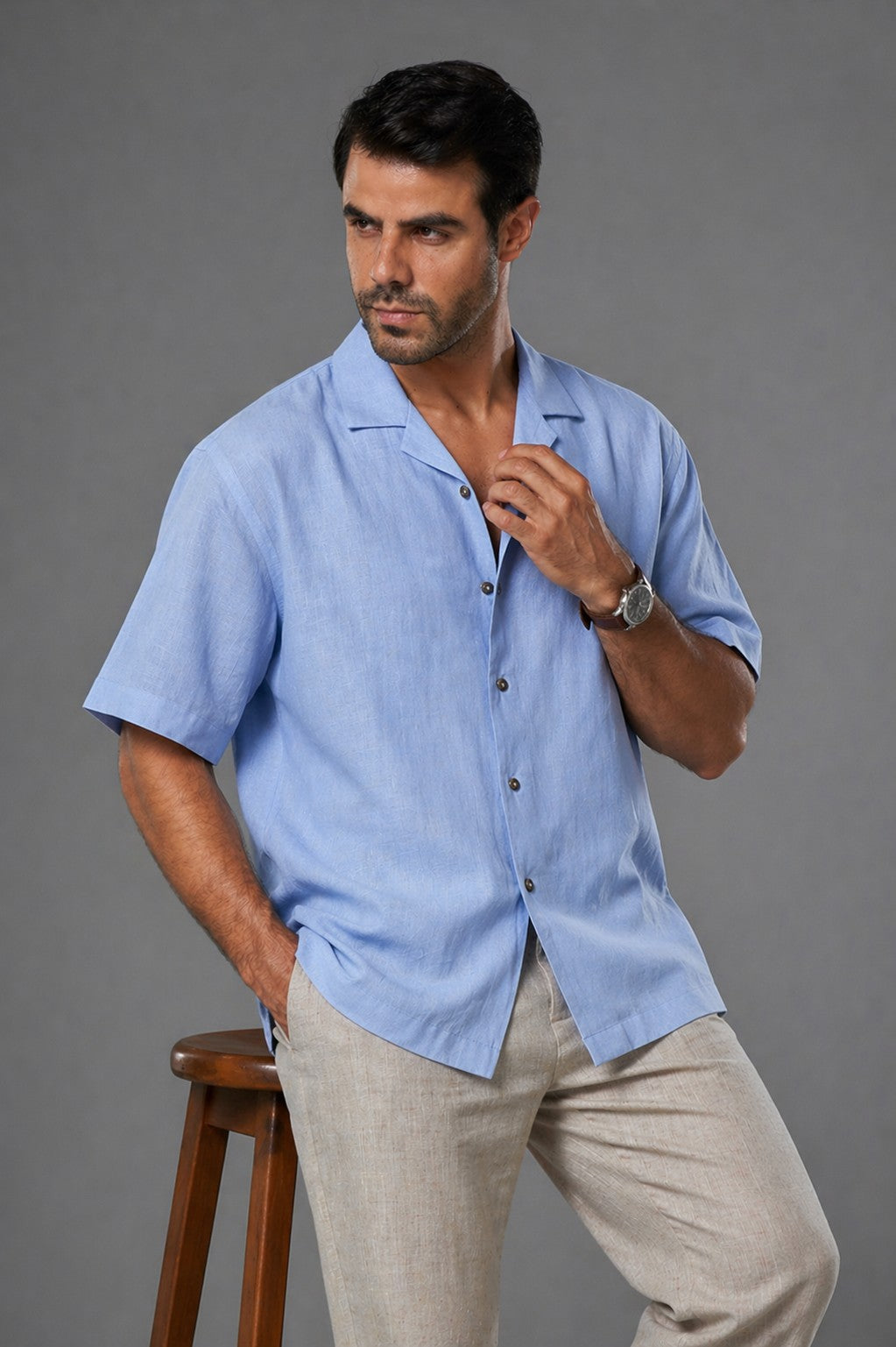 Short sleeve linen shirt - Aram