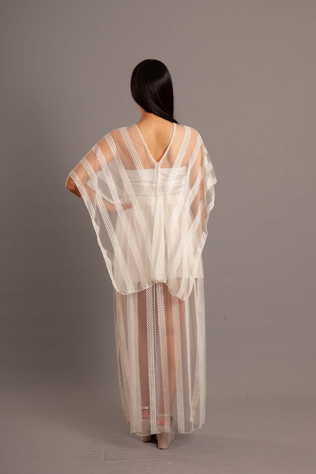 White tulle poncho (cover up)