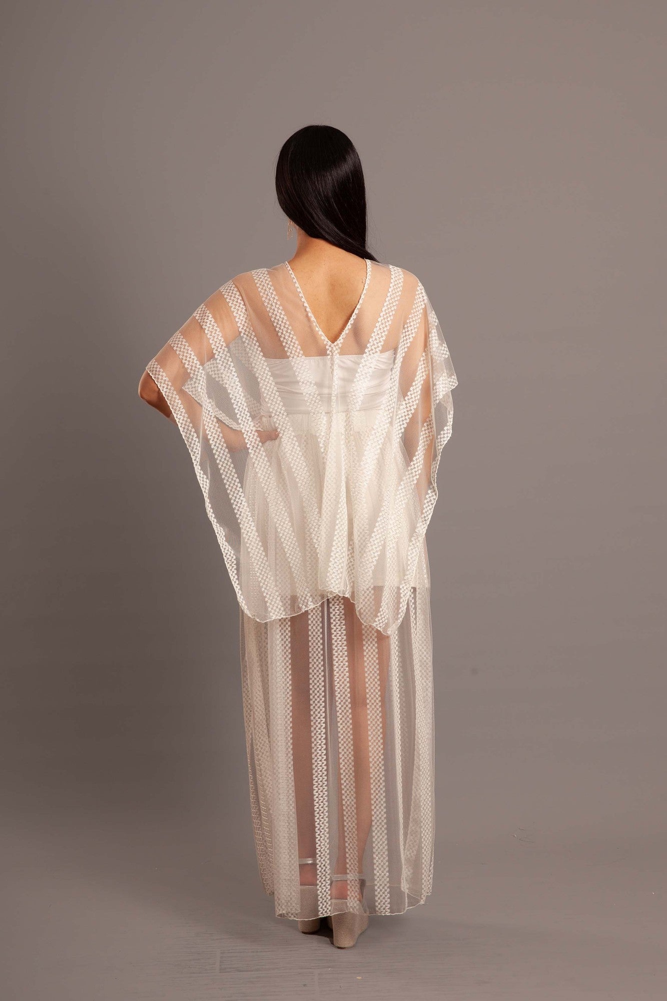 White tulle poncho (cover up)
