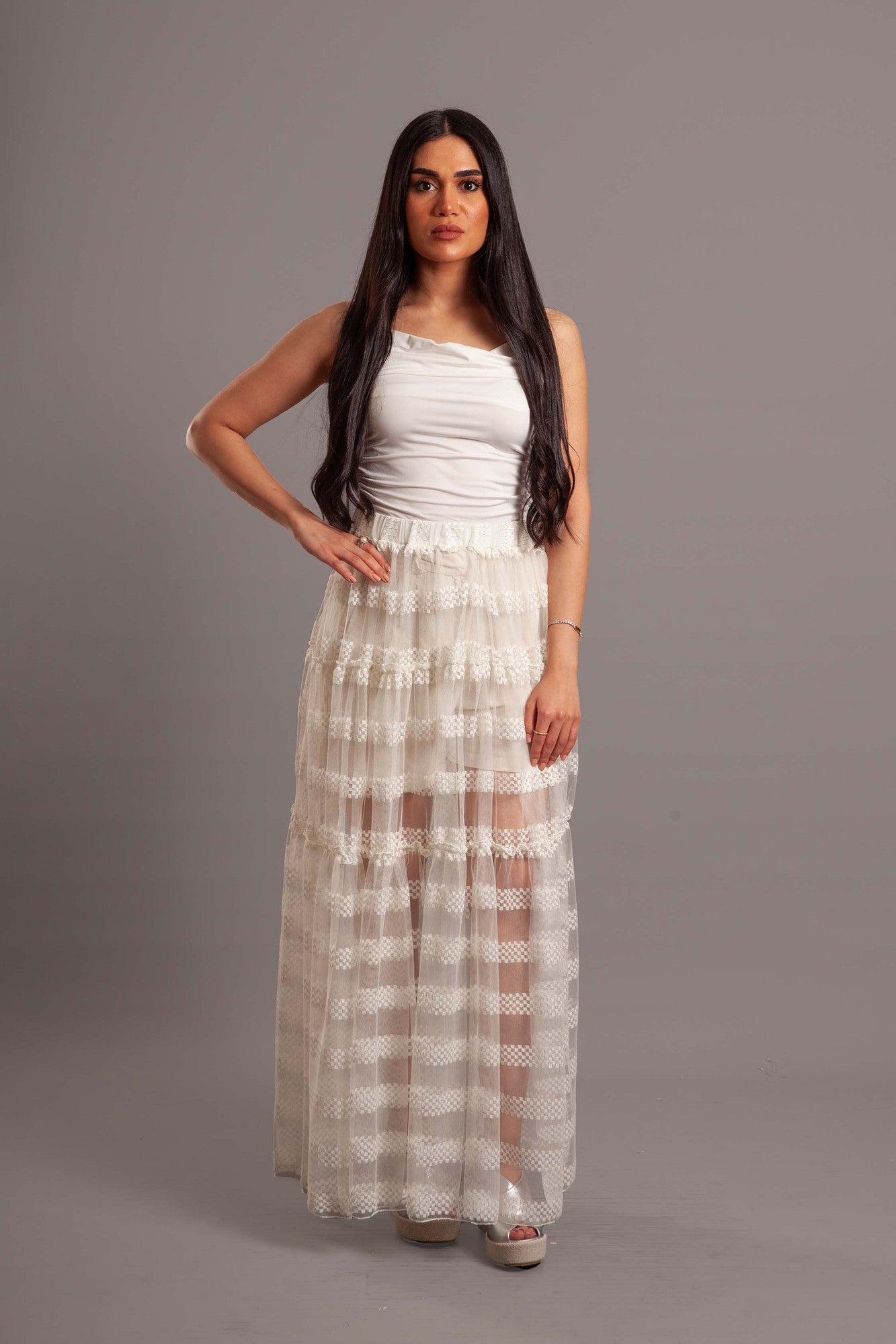 White ruffle skirt (cover up)
