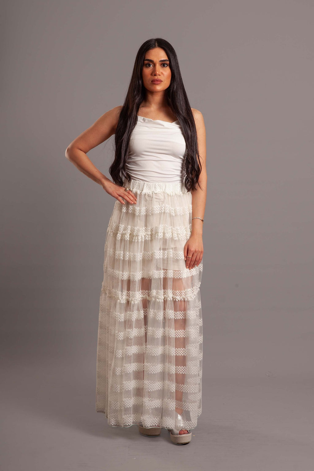White ruffle skirt (cover up)