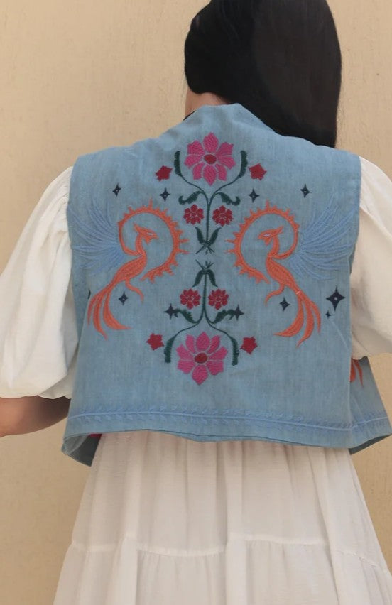 Ashes in the mirror denim vest - blue