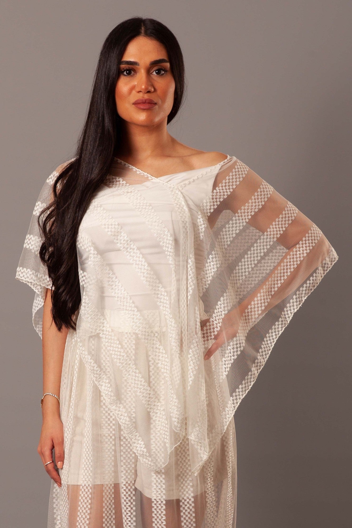 White tulle poncho (cover up)