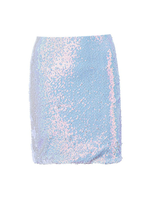 Iridescent Sequin Mermaid Skirt - White