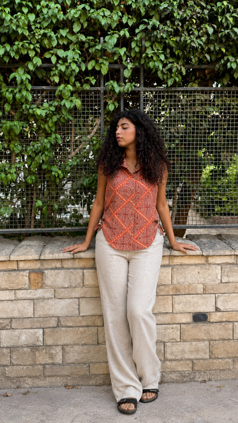 Whispered Fields Linen Vest Orange