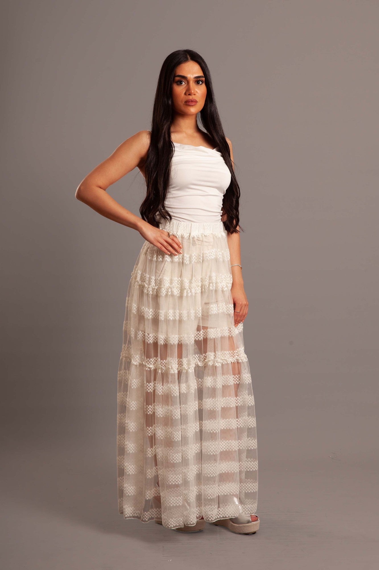 White ruffle skirt (cover up)