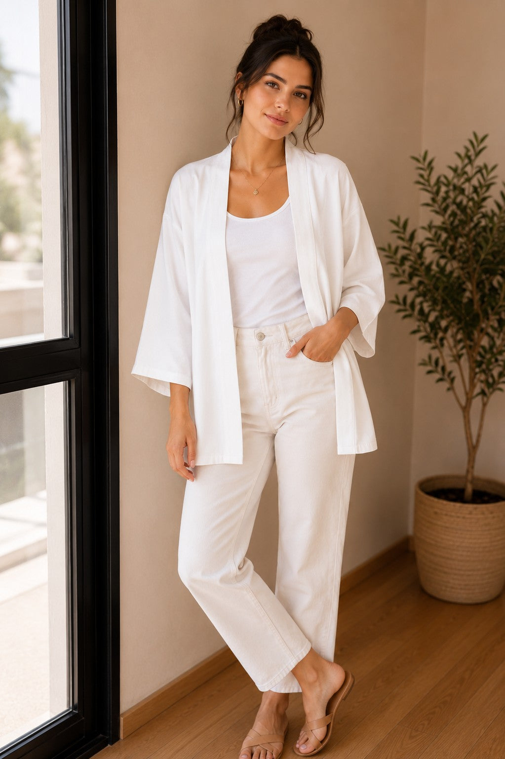 White cardigan