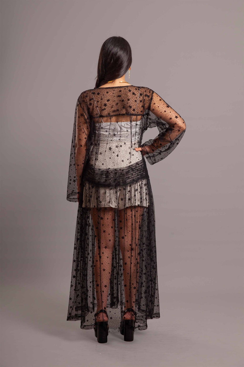 Stars tulle black gergar beach dress