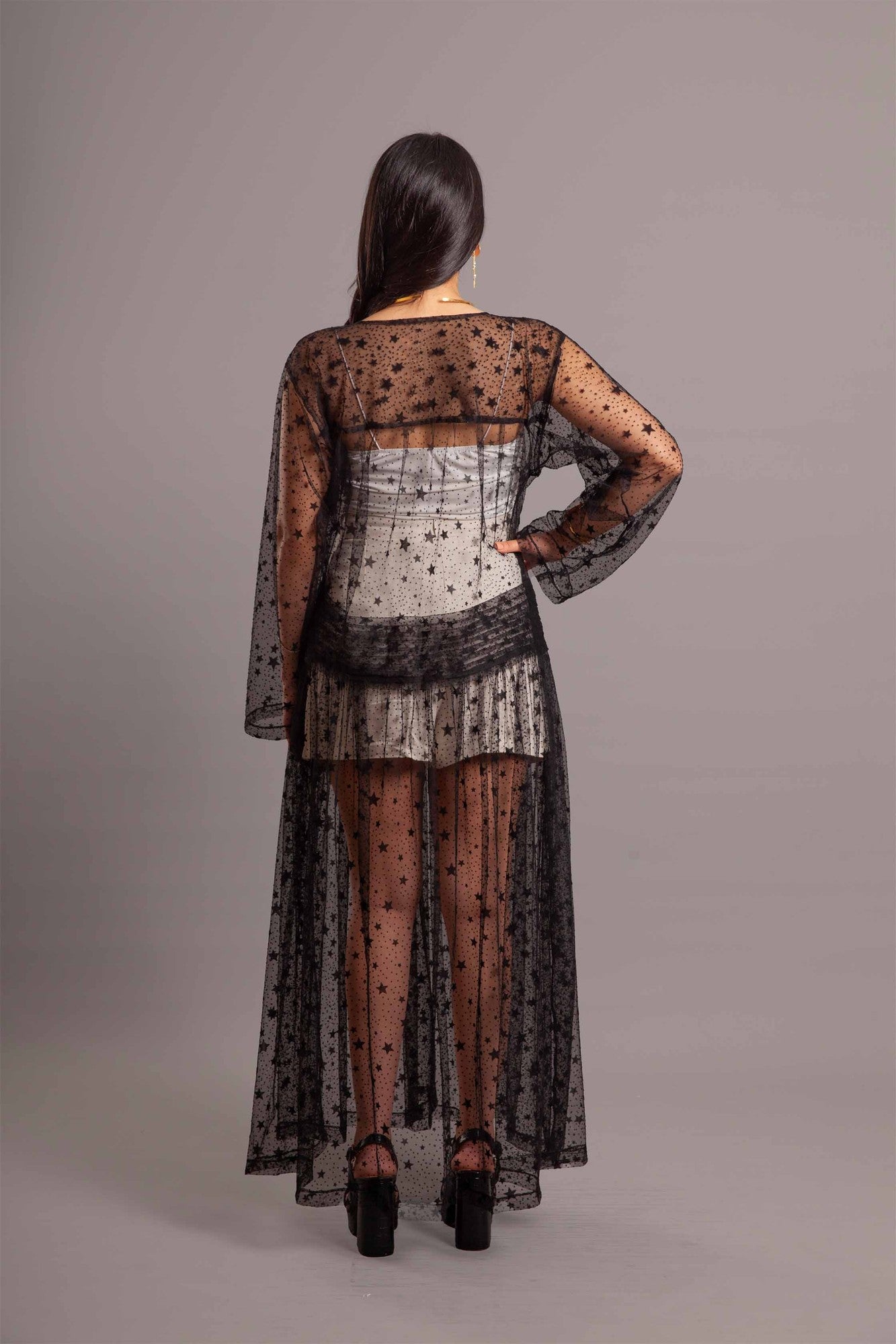 Stars tulle black gergar beach dress