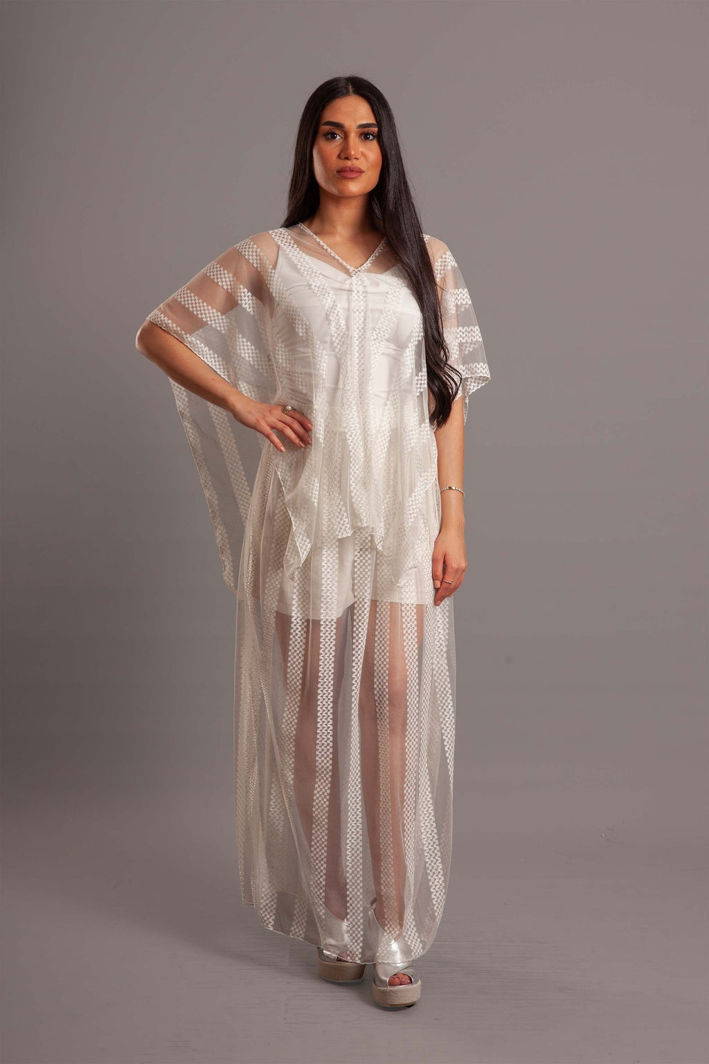 White tulle maxi skirt (cover up)