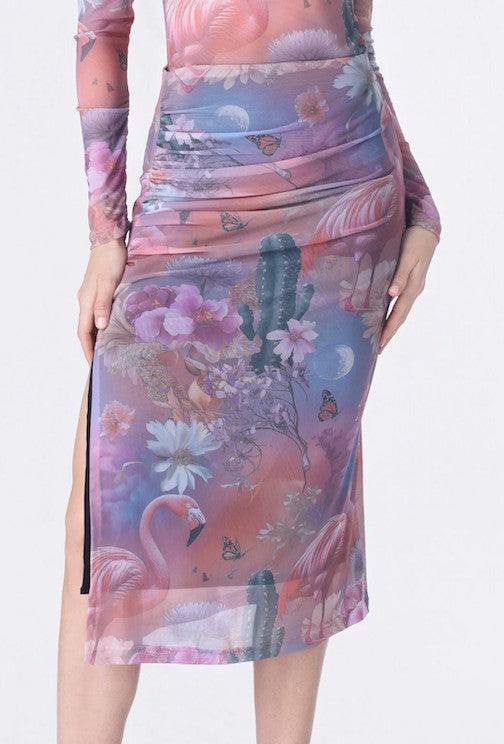 Flamingo Mirage Mesh Skirt