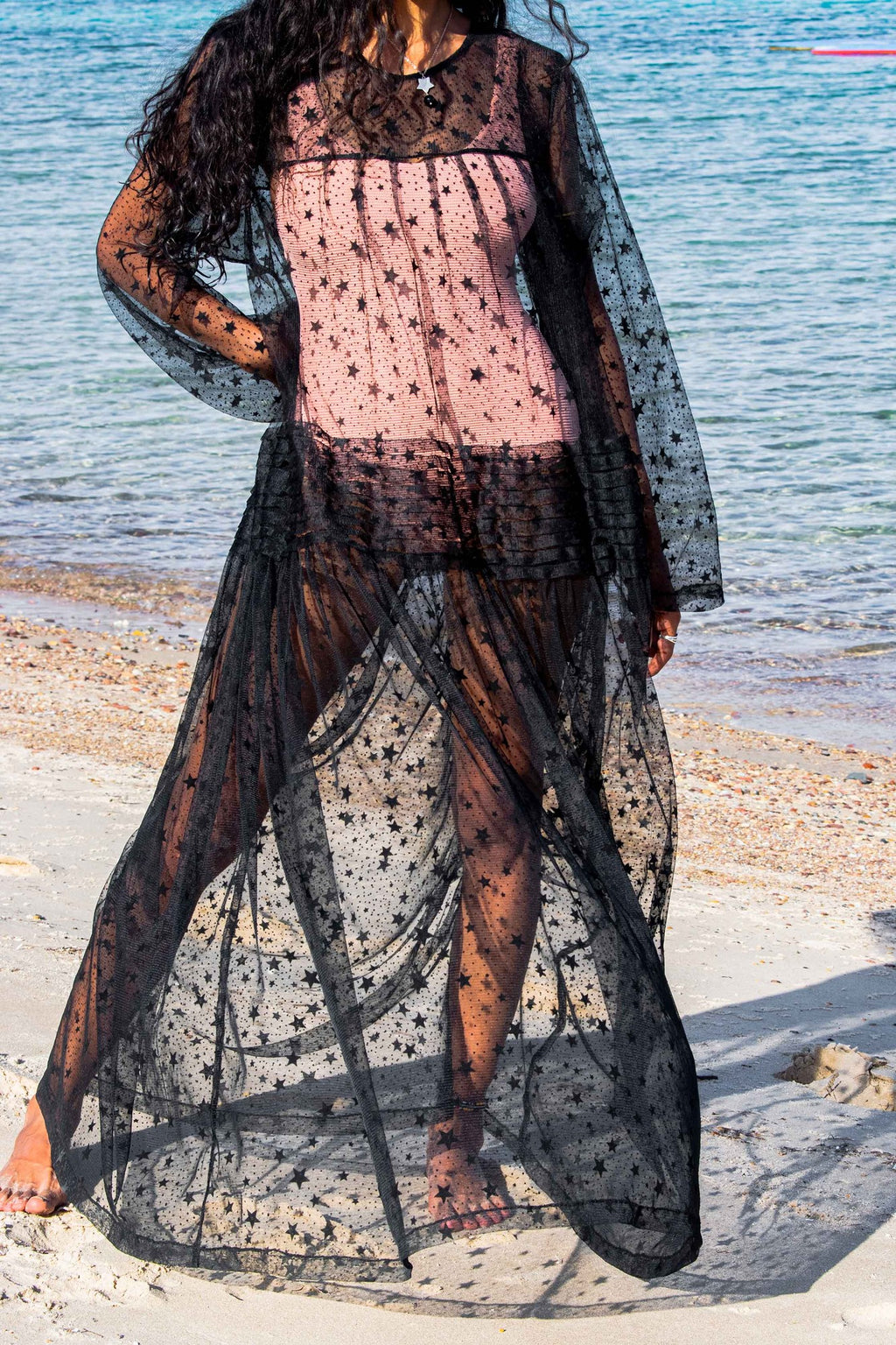 Stars tulle black gergar beach dress