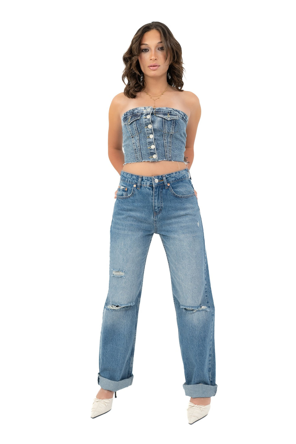 button up denim